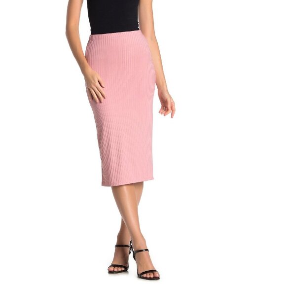 Velvet Torch Ribbed Knit Side Slit Skirt - Picture 1 of 8